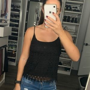 H&M Divided Women’s Black Crochet Black Top XS